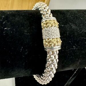 14k Yellow Gold & Sterling Silver Designer Gabrielle Bruni Pave Diamond Bracelet